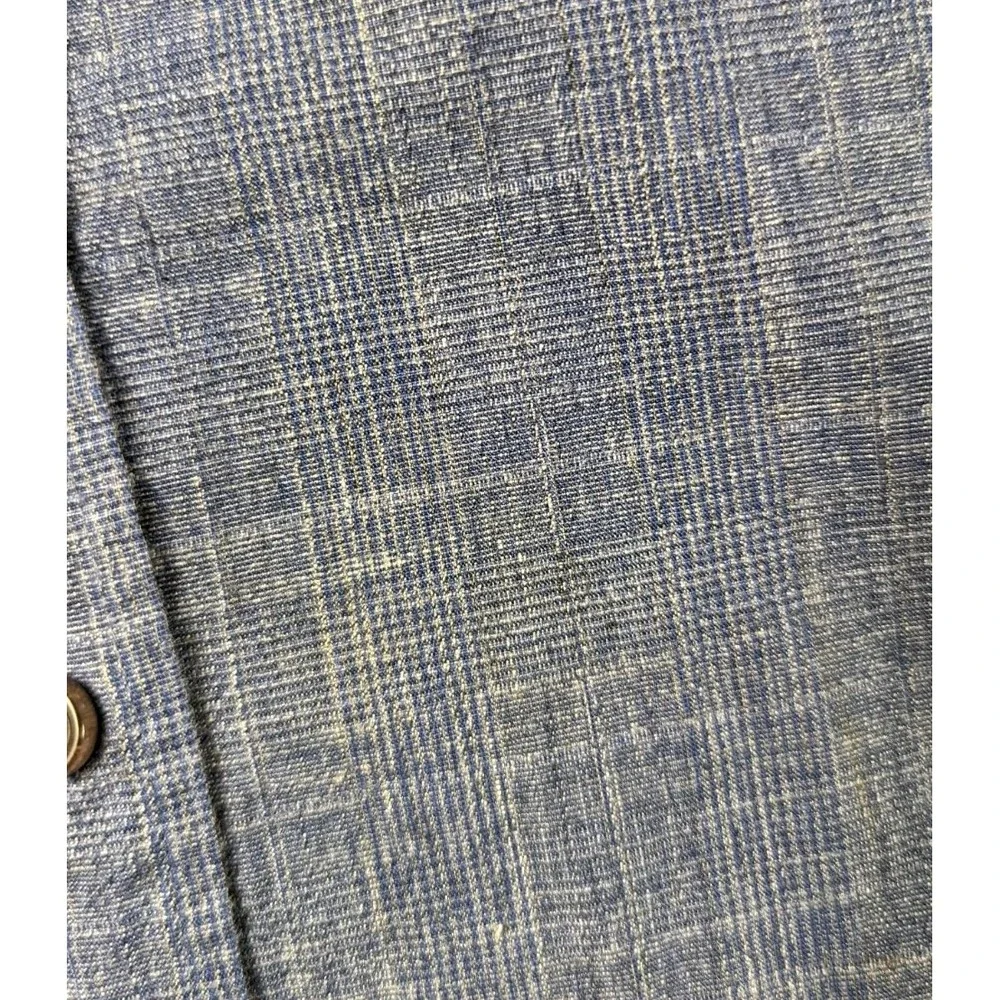 Taylor Stitch Shirt Men 42 Blue Organic Cotton Short Sleeve Button Up READ